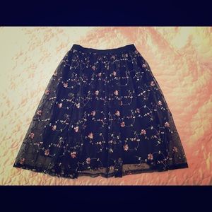 Forever 21 Black Mesh Floral Skirt